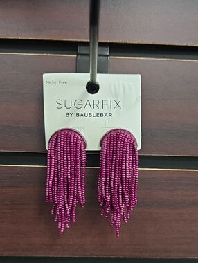 Sugarfix by BaubleBar Plum Beaded Fringe Earrings